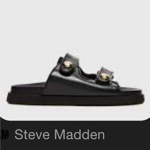 Steve Madden Black Double-Buckle Slide Sandals